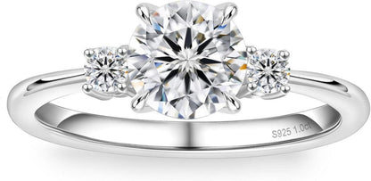 Verlobungsring Damen Moissanite Diamant 1,0 Karat VVS1 Silber Weißgold