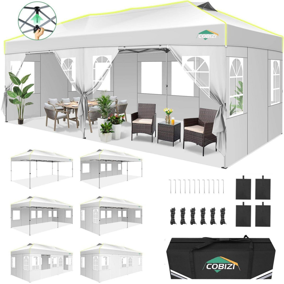 Faltpavillon 3x6 mit Seitenwänden – Wasserdicht & UV-Schutz