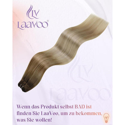 Echthaar Tressen Balayage Braun Ombre Aschblond 35cm