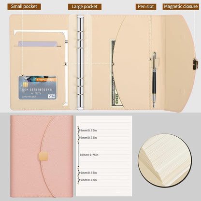 Notizbuch A5 Binder PU Leder 6 Ring Budget Journal Planer