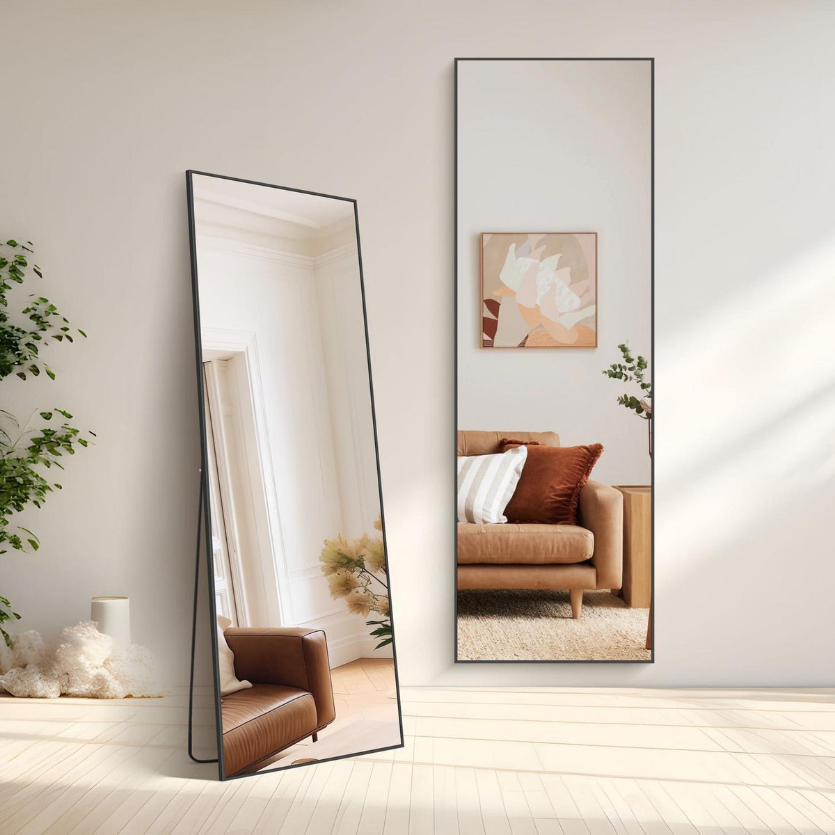 Ganzkörperspiegel Standspiegel Schwarz Rechteckig 161x52 cm