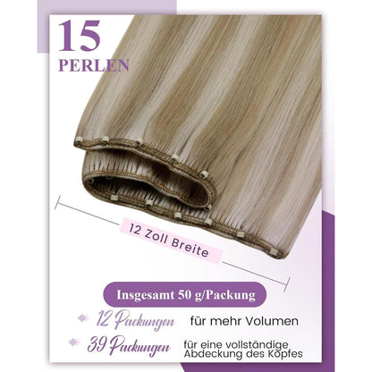 Blond Highlight Echthaar Tressen – Remy Weft #18/613, 50g