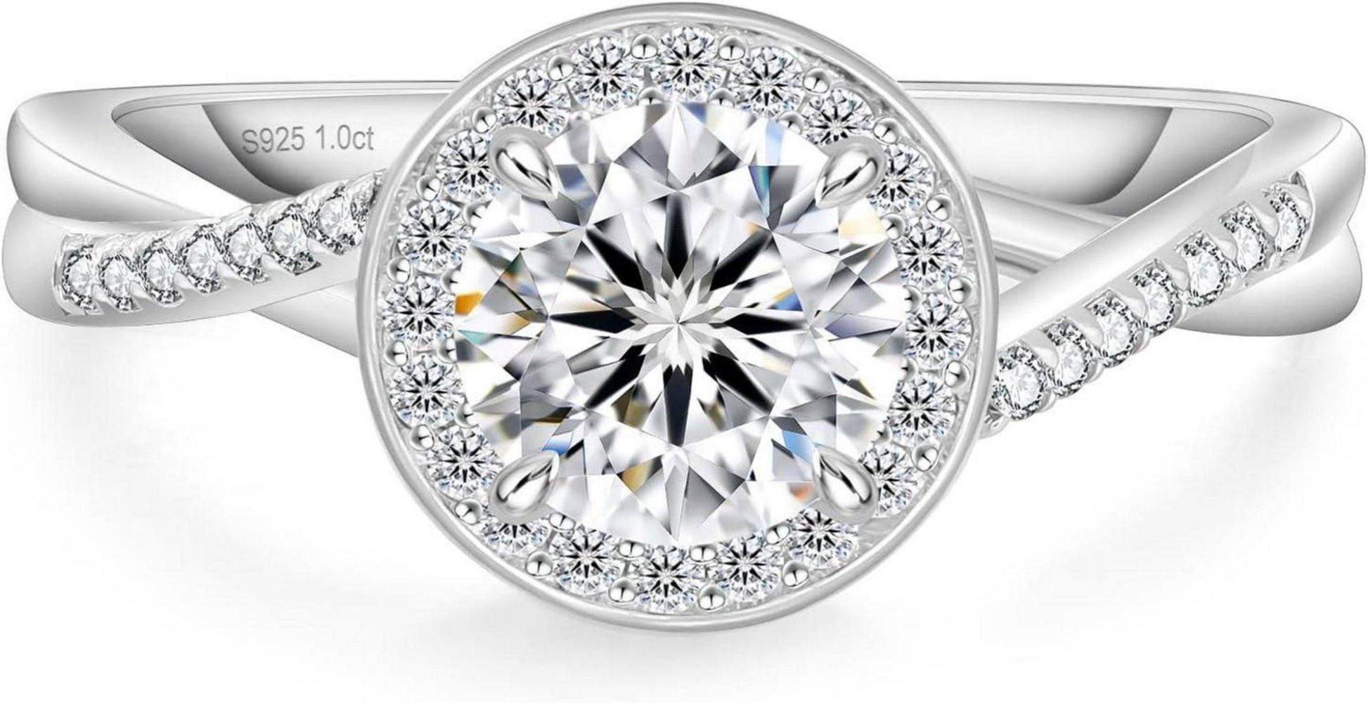 Solitärring Moissanite 1-2 Karat VVS1 D 925 Silber Weißgold
