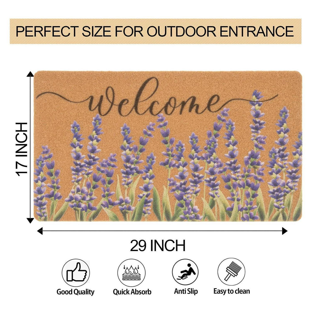 Frühlings Fußmatte Kokosfaser Lavendel – Willkommen Matte 76x43cm