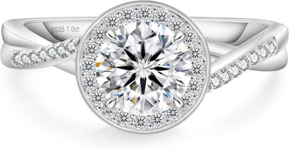 Moissanite Verlobungsring Damen 1 Karat Weißgold Solitär 925 Silber