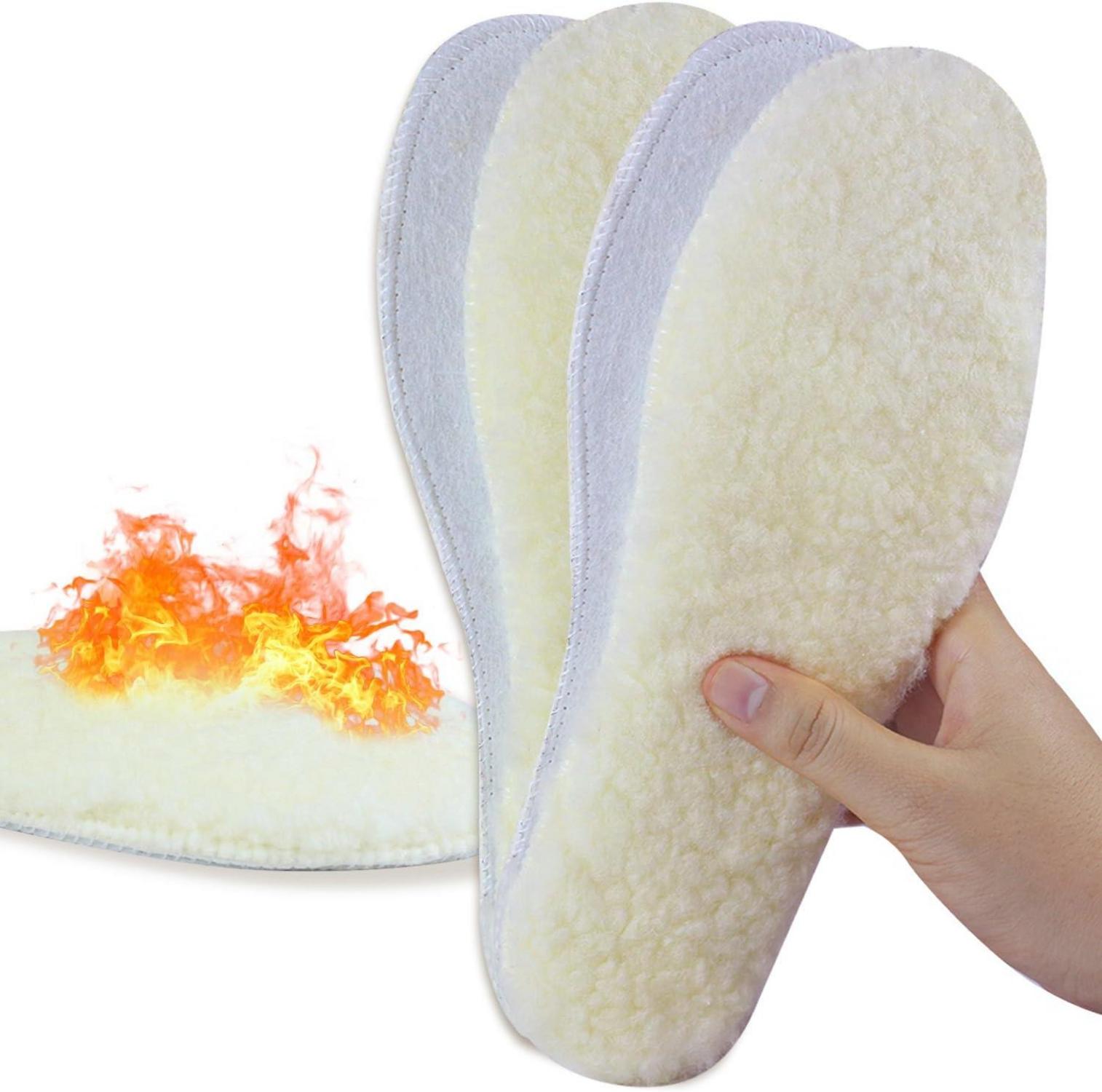 2 Paare Winter Einlagen Schafwolle Warme Schafsfell Sohlen