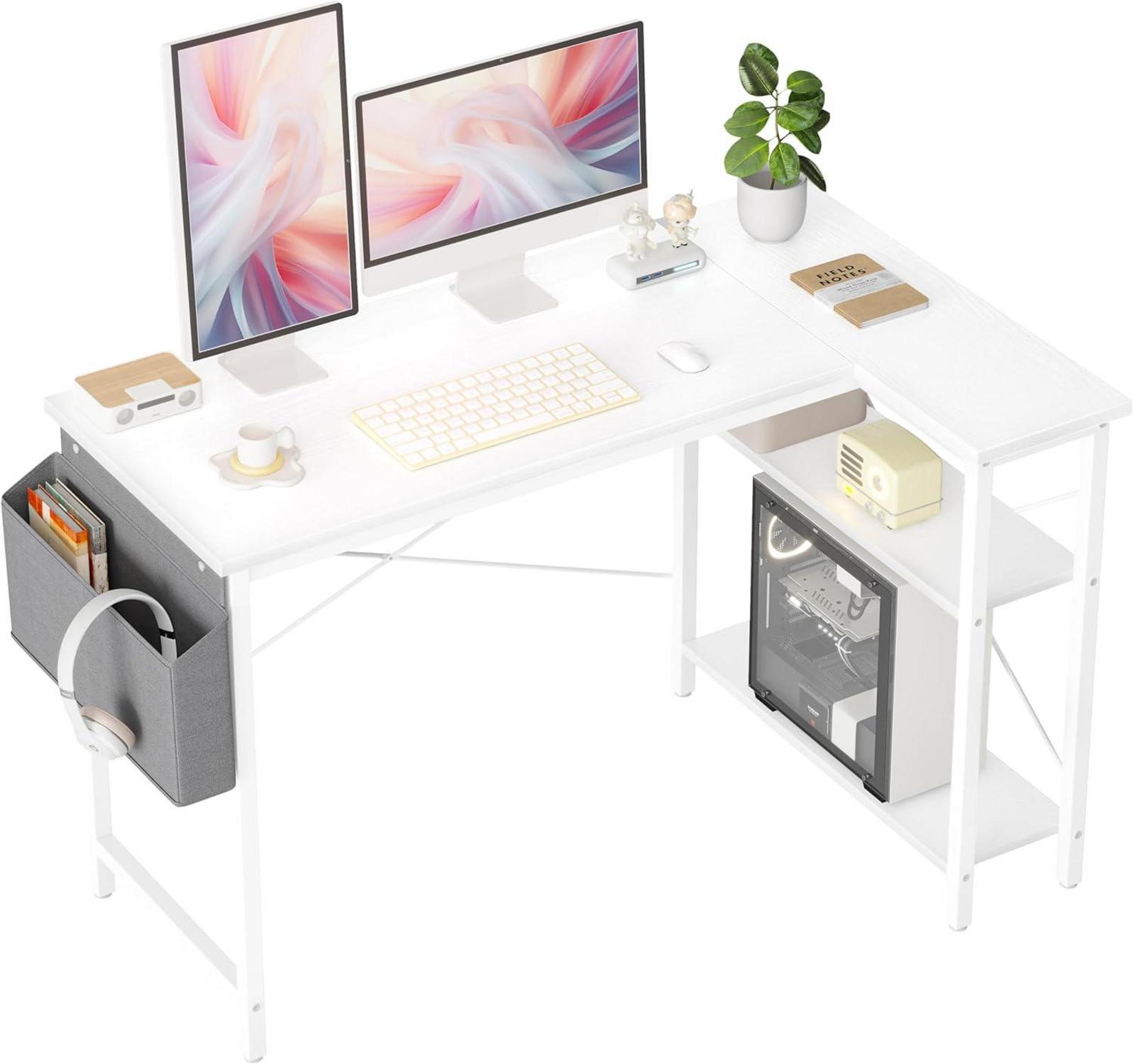 L-förmiger Schreibtisch Gaming Tisch mit Ablagefächer 120x70 cm