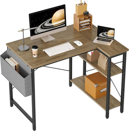 L-förmiger Gaming Schreibtisch mit Ablagefächern 100x70cm Grey