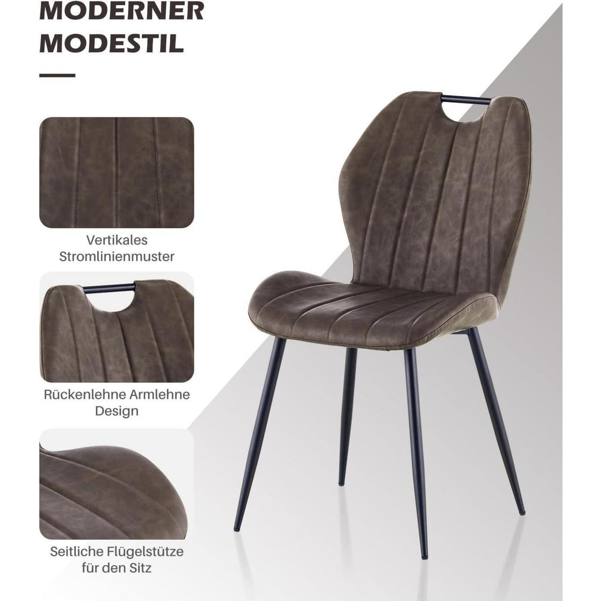 Esszimmerstühle 6er Set Braun – Komfort & Stil in Lederoptik