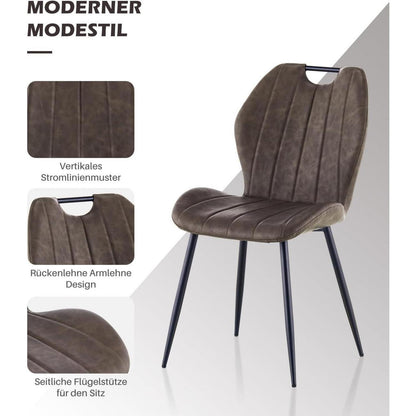 Esszimmerstühle 6er Set Braun – Komfort & Stil in Lederoptik