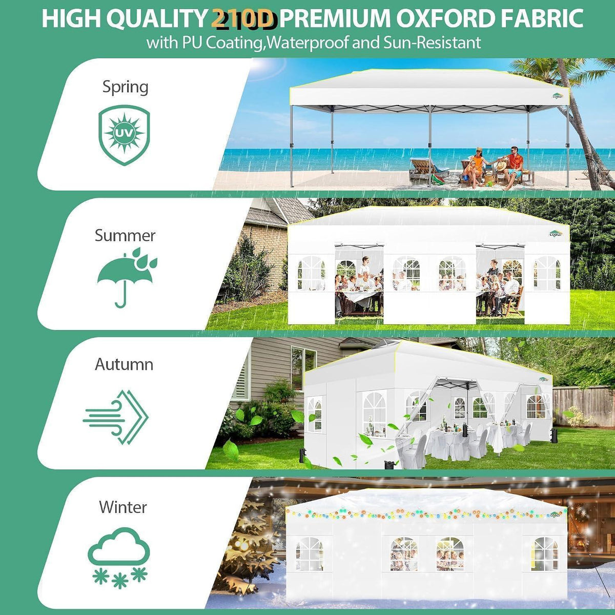 Faltpavillon 3x6 mit Seitenwänden – Wasserdicht & Winterfest