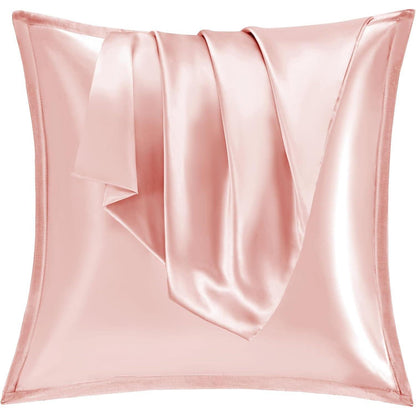 2er Set Satin Kissenbezüge 80x80 mit Reißverschluss, Peach Rosa