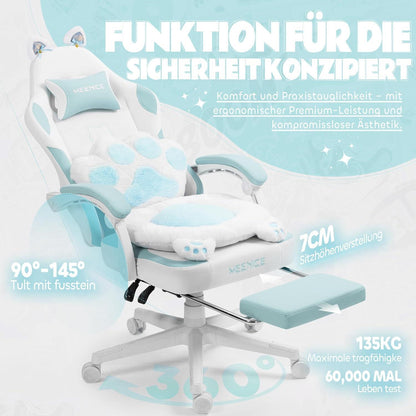 MEENICE Cute Gaming Stuhl mit Katzenpfote