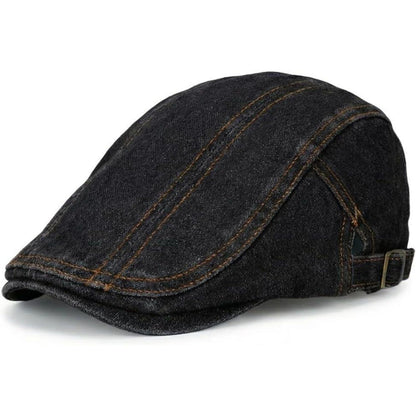 Jeans Schiebermütze Herren Damen - Verstellbare Flatcap Newsboy Cap