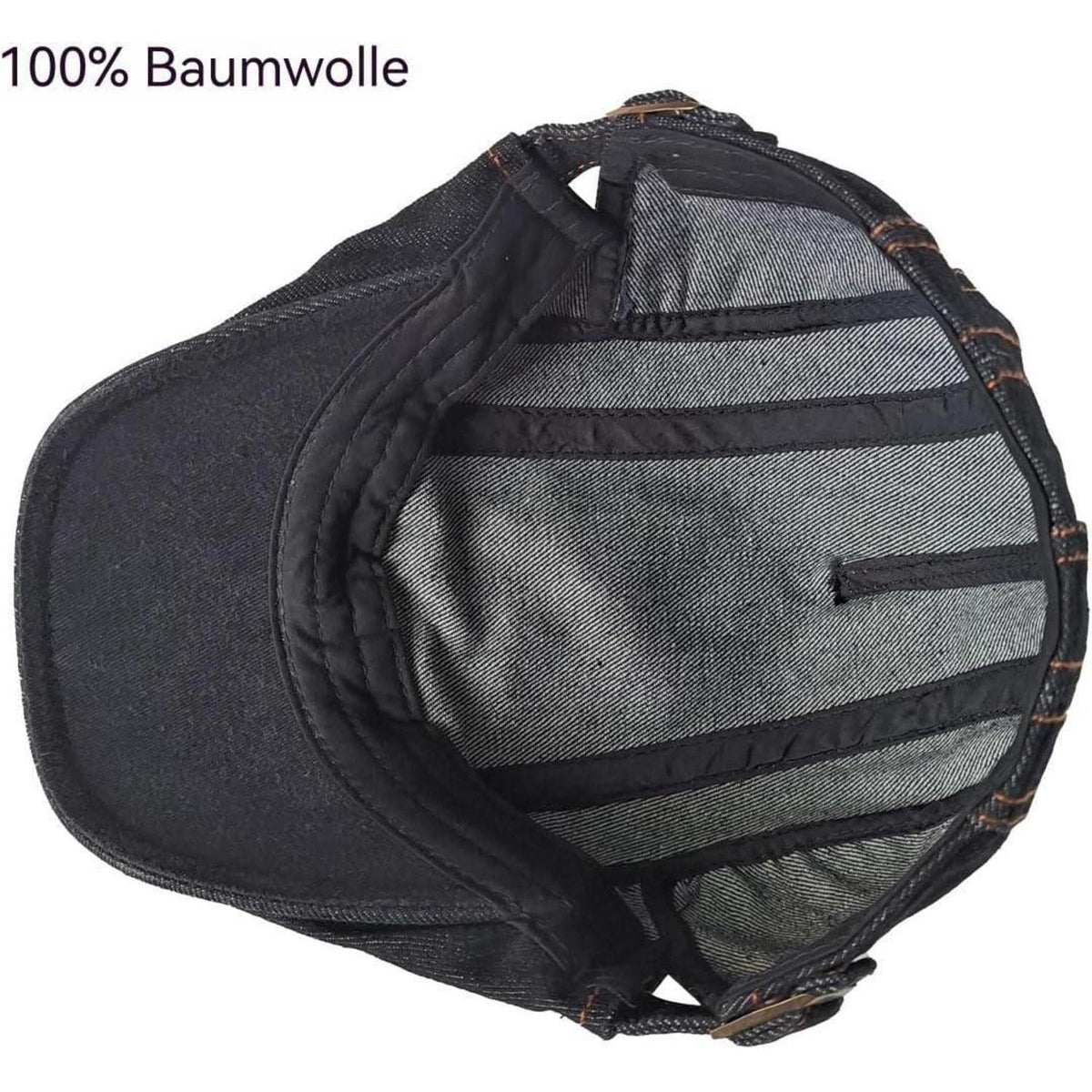 Jeans Schiebermütze Herren Damen - Verstellbare Flatcap Newsboy Cap