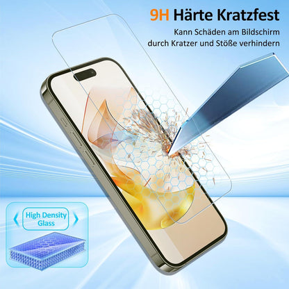 Agedate Panzerglas iPhone 15 Pro Schutzfolie, Gehärtetes Glas Displayschutz 2 Stück