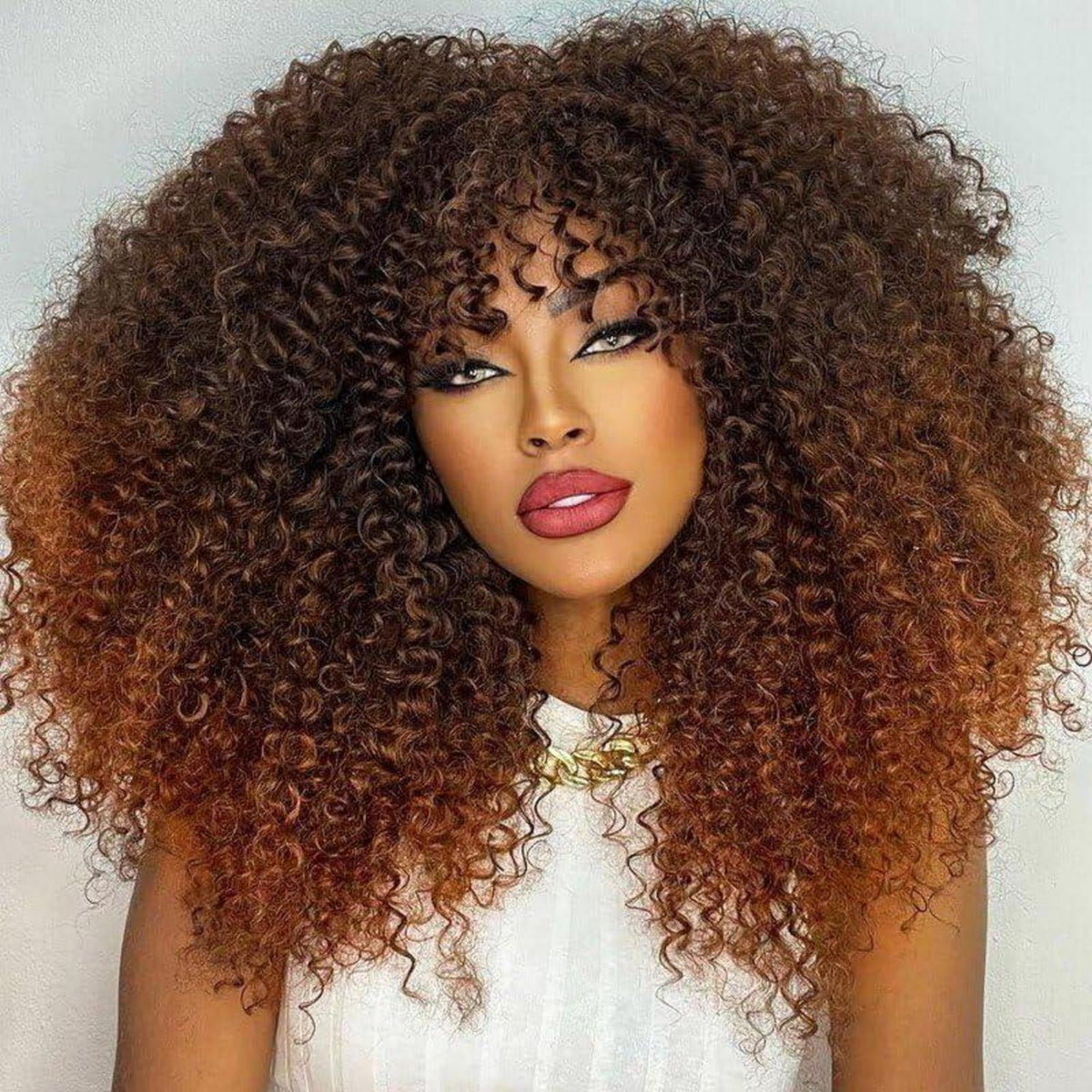 Lockige Afro Perücke Schwarzbraun 18 Zoll – Synthetisch & Voluminös