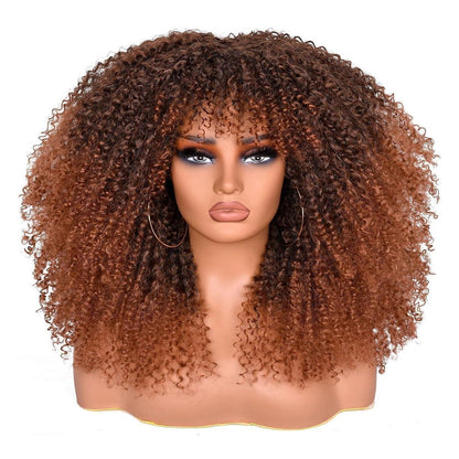 Lockige Afro Perücke Schwarzbraun 18 Zoll – Synthetisch & Voluminös