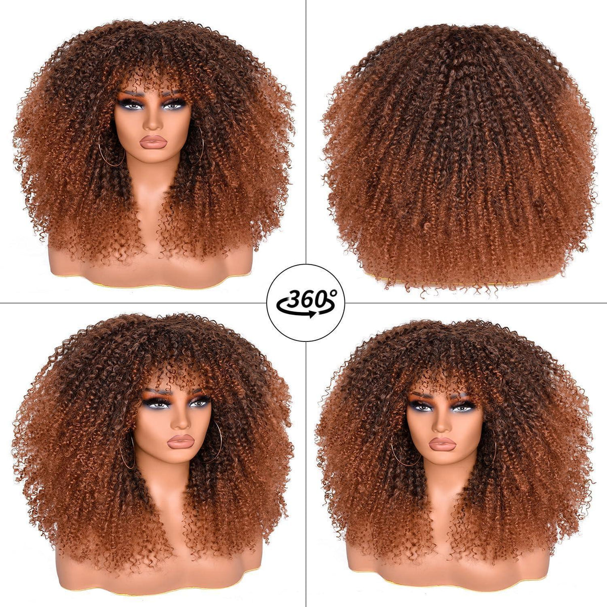Lockige Afro Perücke Schwarzbraun 18 Zoll – Synthetisch & Voluminös