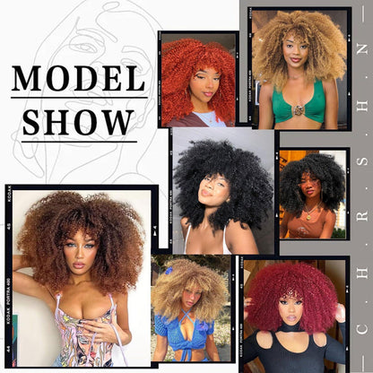 Lockige Afro Perücke Schwarzbraun 18 Zoll – Synthetisch & Voluminös
