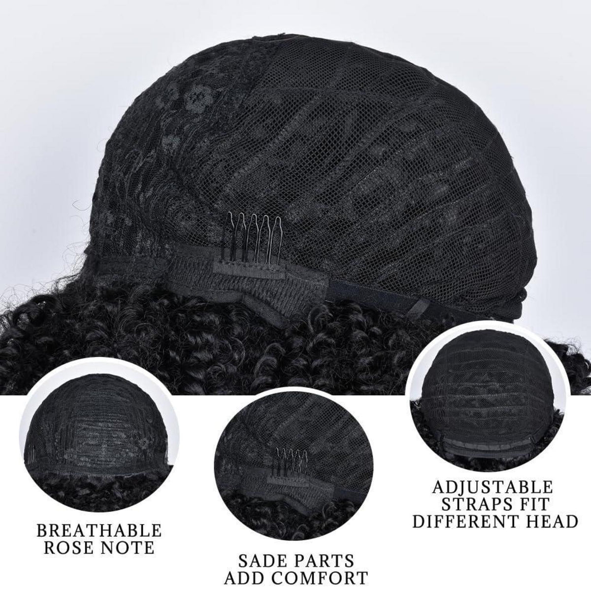Lockige Afro Perücke Schwarzbraun 18 Zoll – Synthetisch & Voluminös