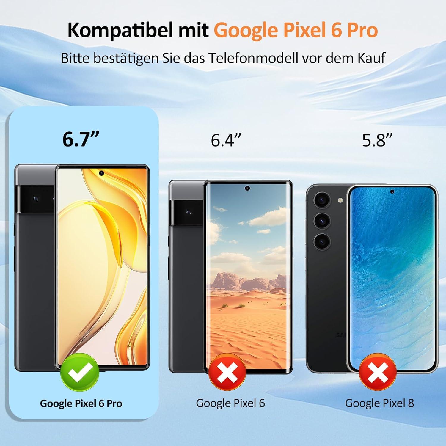 Agedate Panzerglas Schutzfolie für Google Pixel 6 Pro, 2