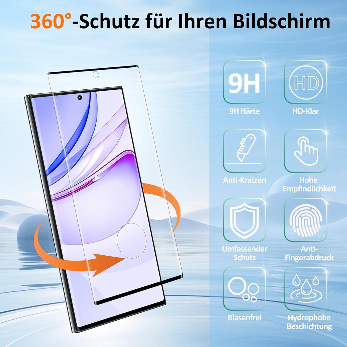 Schutzfolie Panzerglas Samsung S22 Ultra 2 Stück Displayschutzfolie HD