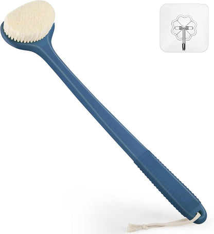 Rückenbürste für Dusche, 43cm Griff, Nass/Trocken, Mittelfeste Borsten