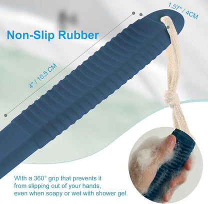 Rückenbürste für Dusche, 43cm Griff, Nass/Trocken, Mittelfeste Borsten