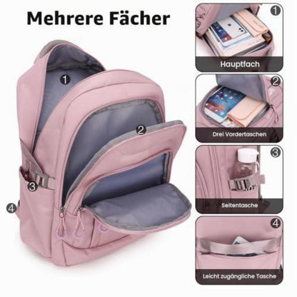 Laptop Rucksack Damen 15.6 Zoll Rosa Violett – Schulrucksack für Uni & Reisen