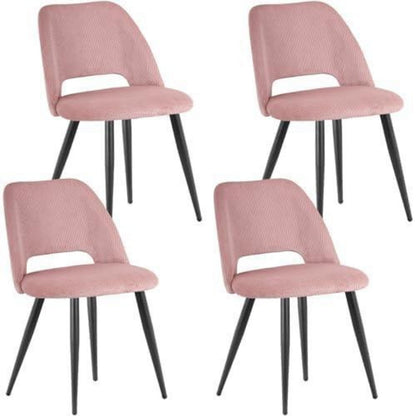 Esszimmerstühle 4er Set Rosa, Kordsamt & Metallbeine