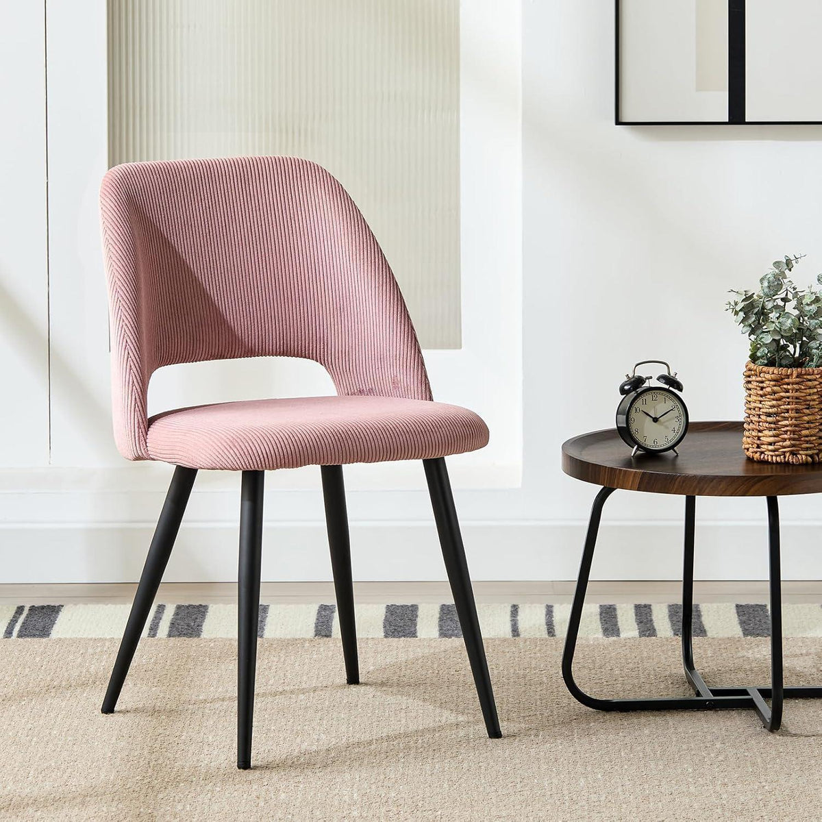 Esszimmerstühle 4er Set Rosa, Kordsamt & Metallbeine