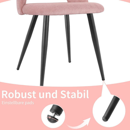 Esszimmerstühle 4er Set Rosa, Kordsamt & Metallbeine