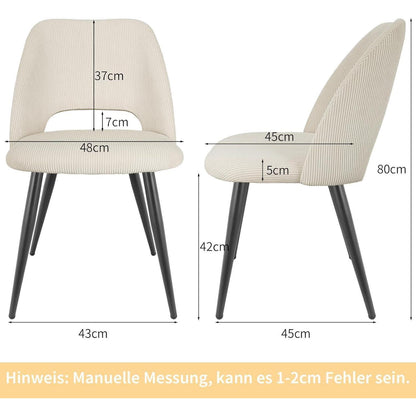 Esszimmerstühle 4er Set Kordsamt Beige