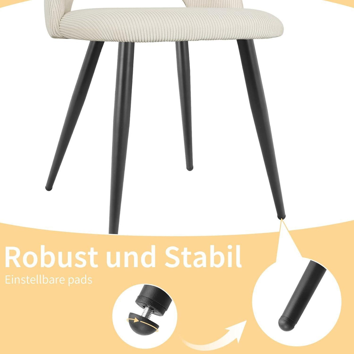 Esszimmerstühle 4er Set Kordsamt Beige