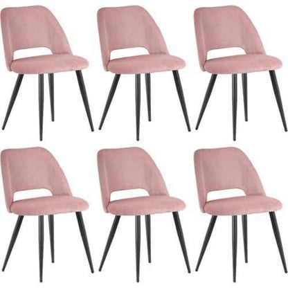 Esszimmerstühle 6er Set Rosa, Kordsamt & Metallbeine