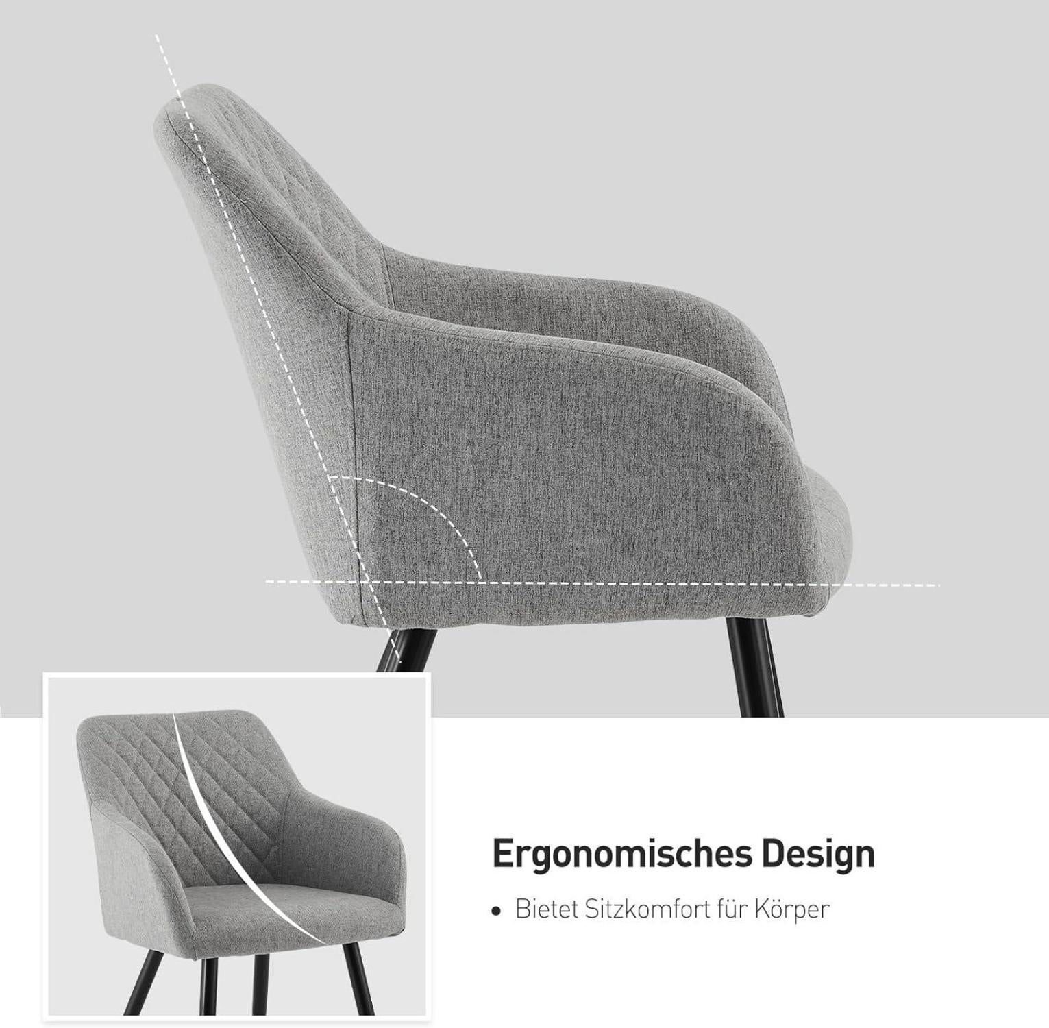 Set Esszimmerstühle Leinen Bezug Armlehne Metallbeine Polstersessel