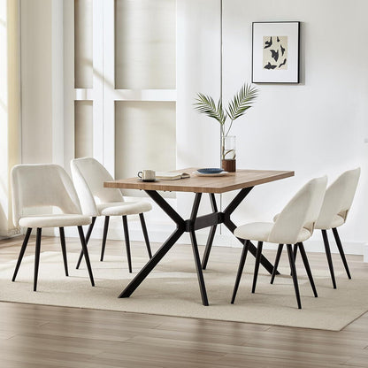 Esszimmerstühle 2er Set, Beige Kordsamt, Ergonomisch & Robust