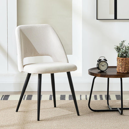 Esszimmerstühle 6er Set Kordsamt Gepolstert Beige