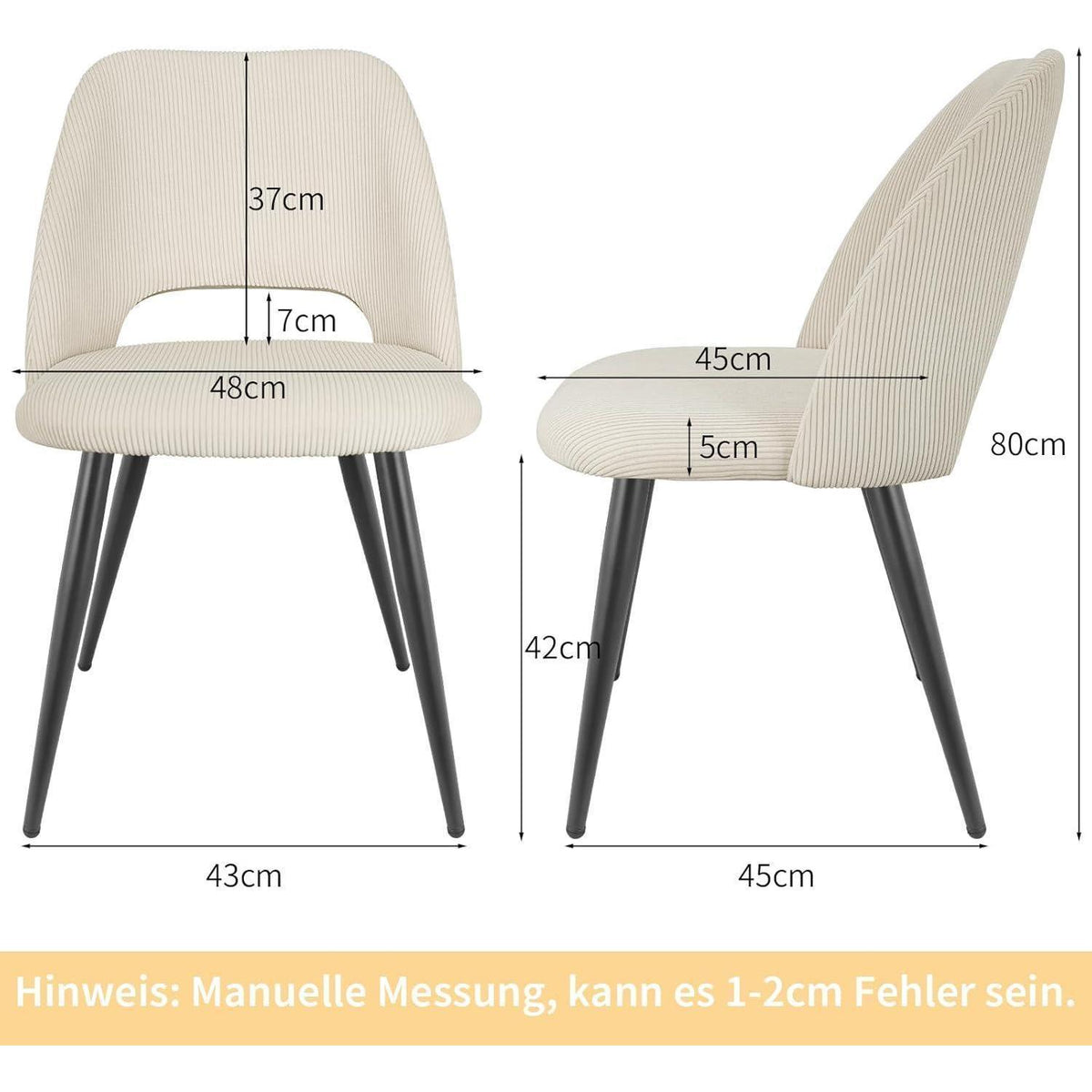Esszimmerstühle 6er Set Kordsamt Gepolstert Beige