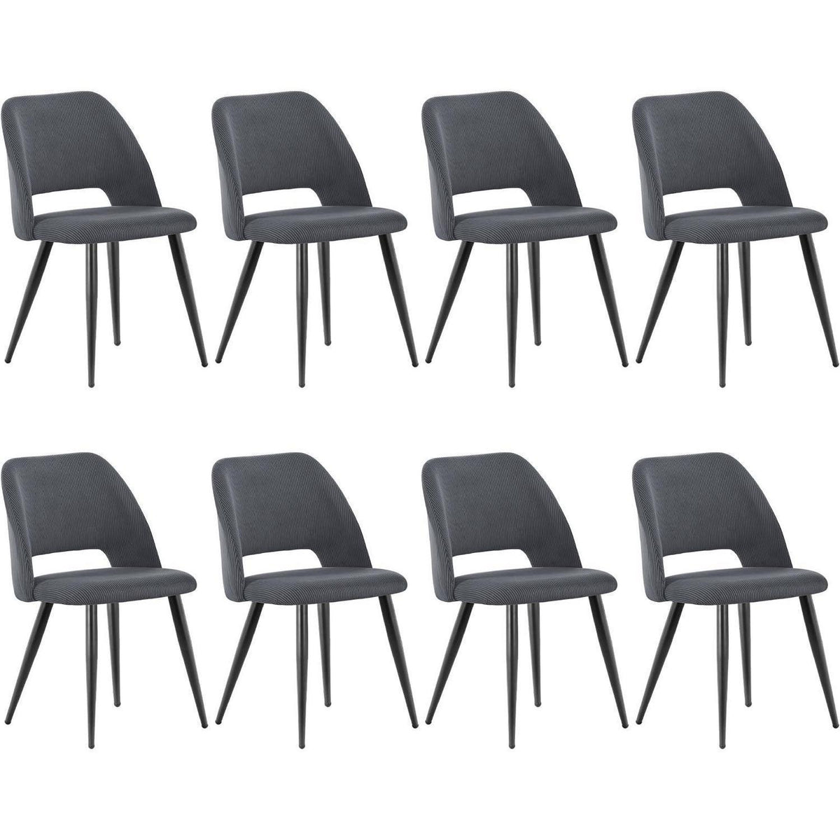 Esszimmerstühle 8er Set Schwarz, Kordsamt Gepolstert