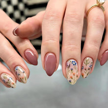 Künstliche Press On Nägel mit braunem Blumenmuster 24 Stück