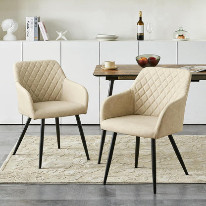 Esszimmerstühle Set Küchenstuhl Kunstleder Armlehne Metallbeine Polstersessel