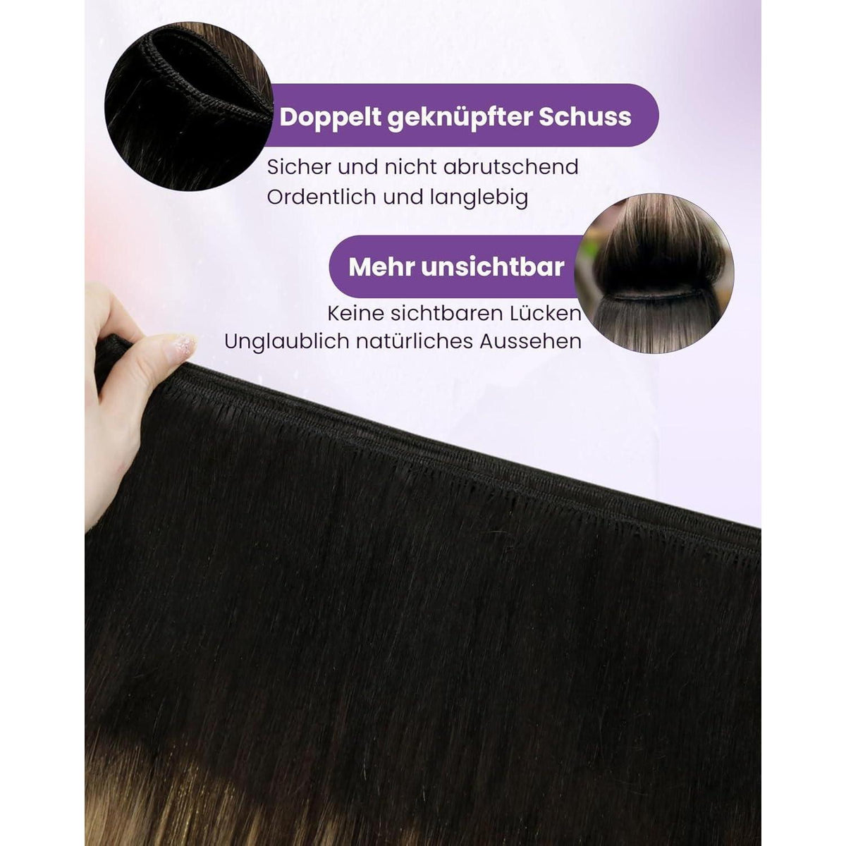 Echthaar Tressen Blayage Schwarz Ombre 60cm - 100g