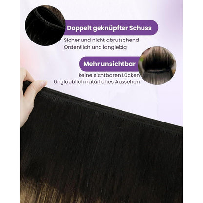 Echthaar Tressen Blayage Schwarz Ombre 60cm - 100g