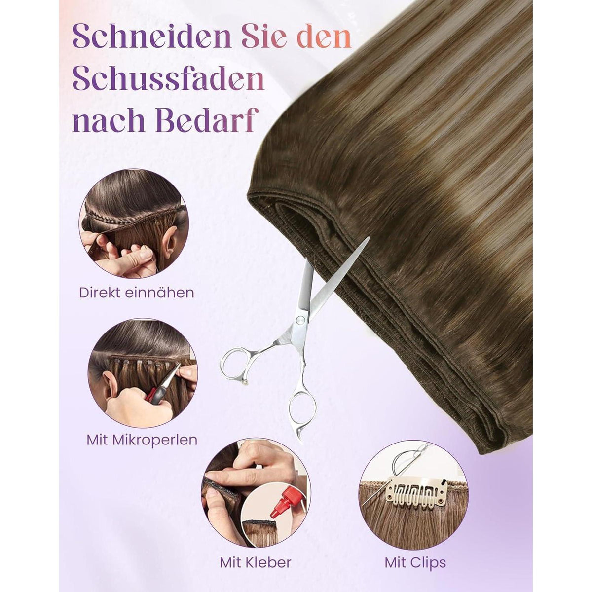 Echthaar Tressen Blayage Braun Ombre 60cm - 100g
