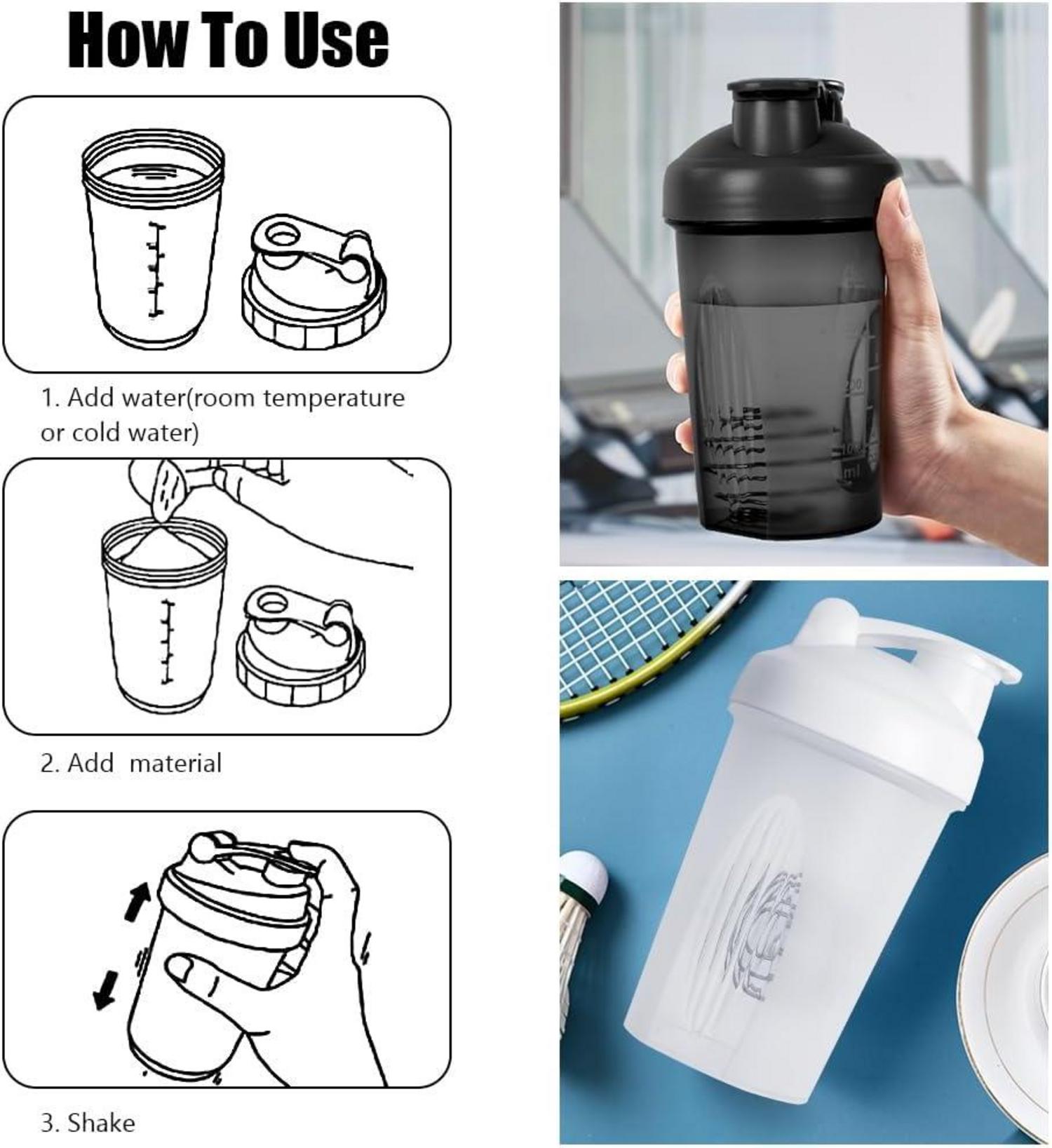 Protein Shaker 500ml Eiweiß Shaker mit Messskala BPA Frei