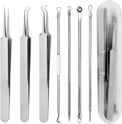 Mitesserentferner Kit 7-tlg Hochwertiger Edelstahl Akne Werkzeug Set
