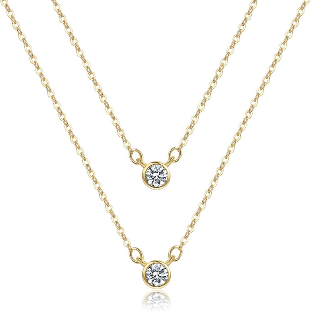Layering Halskette Damen 14K Vergoldet Silber 925 Anhänger