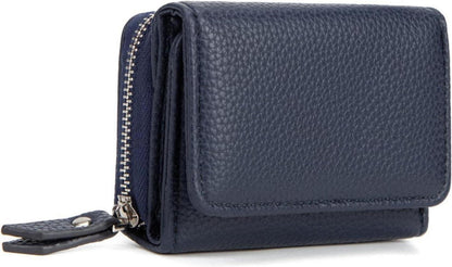 Kleine Damen Geldbörse Trifold Marine Blau mit Kartenfächern